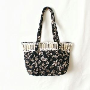 Quilted Keepers Medium Black & White Paisley Shoulder Bag